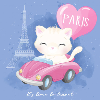 情人节小猫咪旅行插图