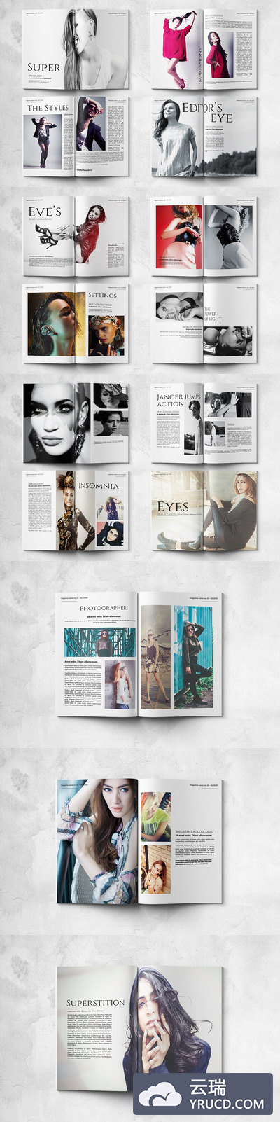 A4尺寸的专业大图服饰画册杂志模板下载[PSD]