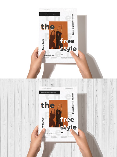 手持A4传单海报模板下载[PSD]