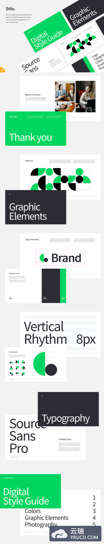 极简主义设计感的UI品牌手册品牌指南模板下载 [Sketch]