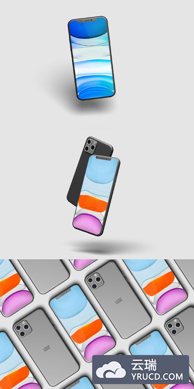 iPhone 11 Pro 多角度组合手机样机素材下载[PSD]