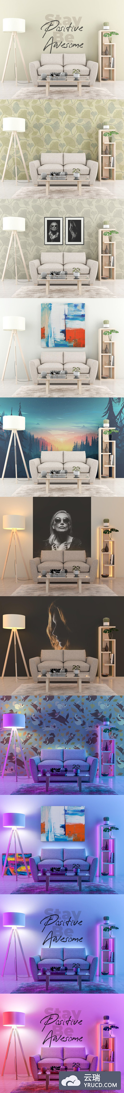 室内墙面设计展示优秀样机素材下载[PSD]