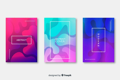 抽象时尚多彩波纹科技背景 Colourful abstract cover collection Vector