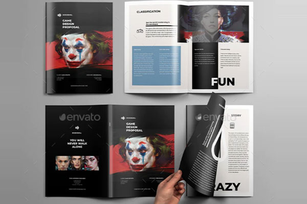 A4尺寸游戏设计提案杂志画册模板