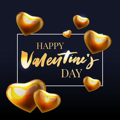 金色情人节爱心装饰素材