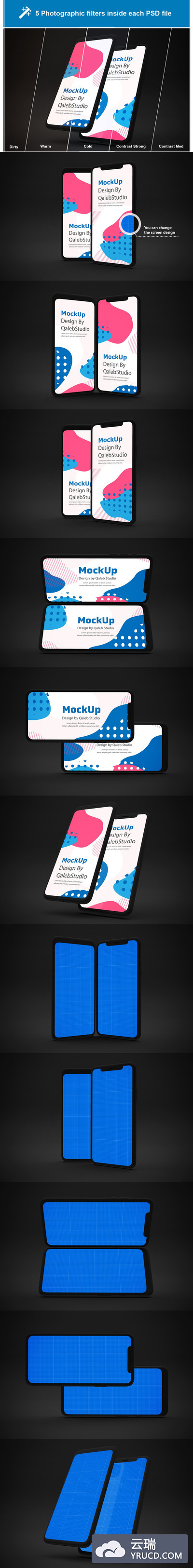 深色iPhone  IOS & Android 组合手机样机下载[PSD]