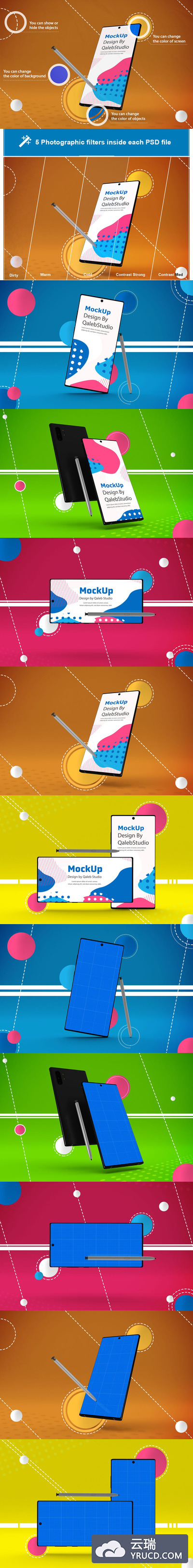抽象场景的三星 Note 10 手机样机[PSD]