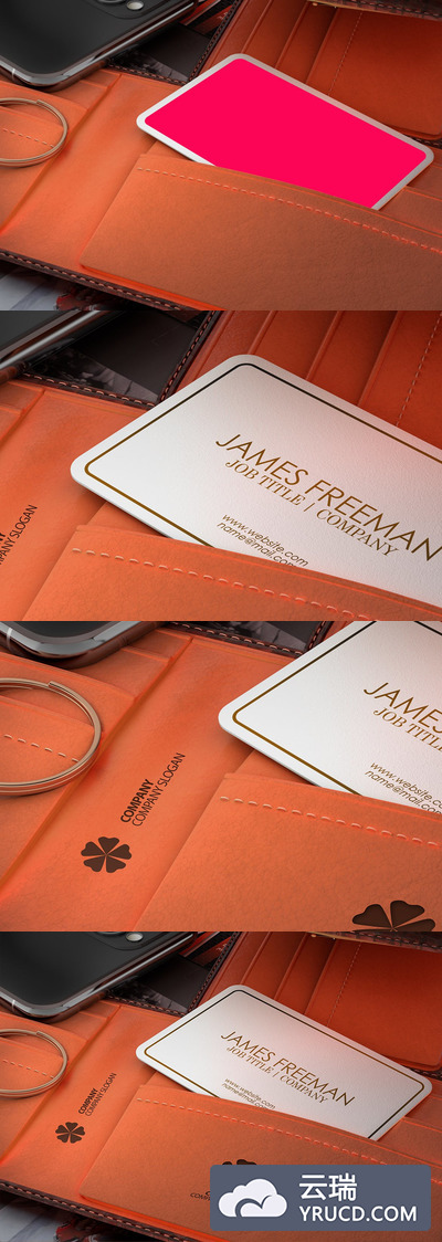 在皮夹钱包的名片设计展示样机素材下载[PSD]