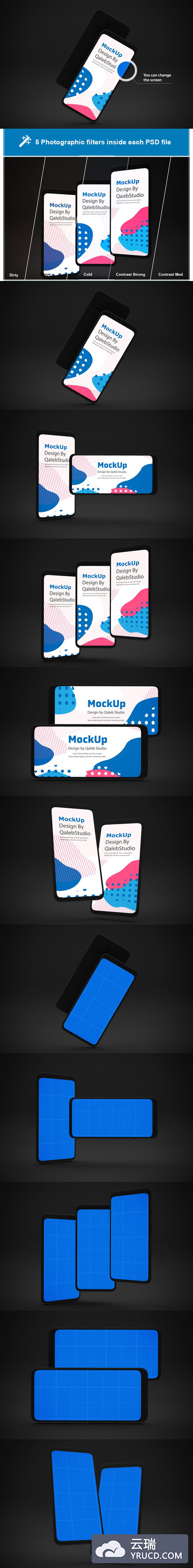谷歌深色 Pixel 4 安卓手机样机下载[PSD]