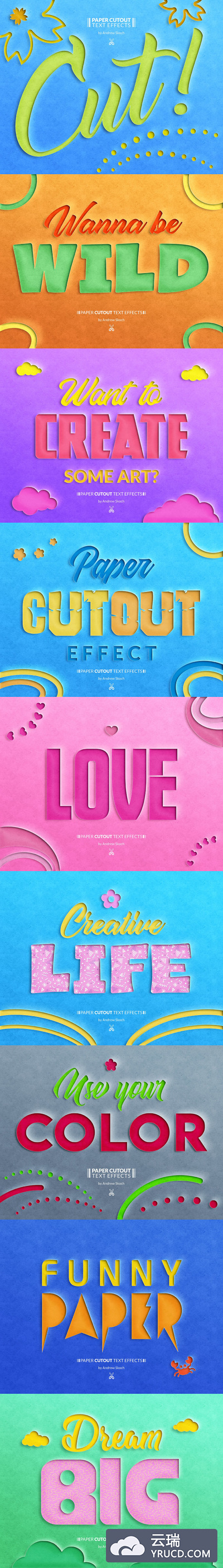 纸张镂空效果的字体设计图层样式下载[PSD]