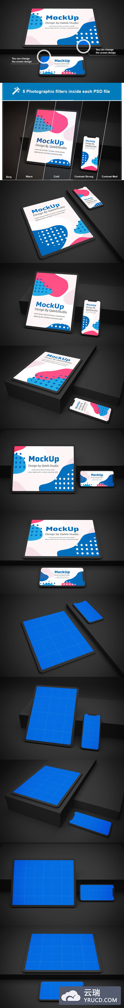 深色 iPhone 11 & iPad Pro 样机素材下载[PSD]