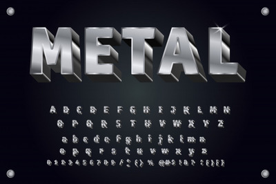 银色金属特效字体EPS