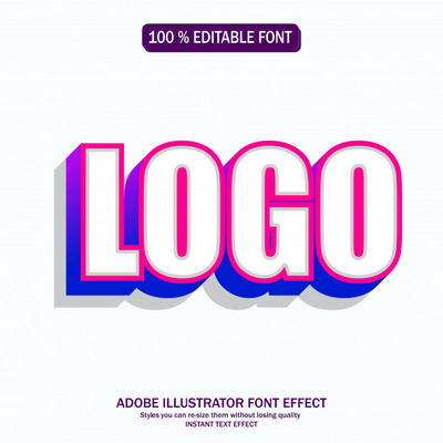 时尚彩色渐变AI字体