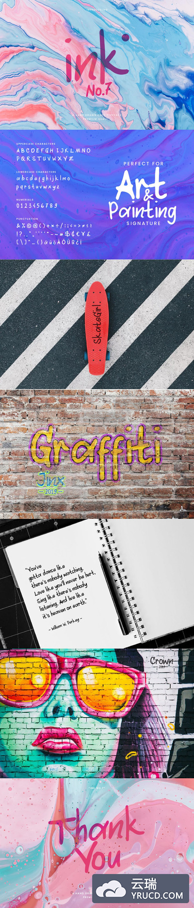 Fonts | 简洁自然墨水肌理手写英文字体