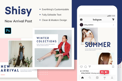时尚简约新品上市Instagram社交媒体banner电商海报设计模板