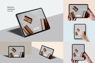 iPad Pro 多角度手持样机素材下载[PSD]
