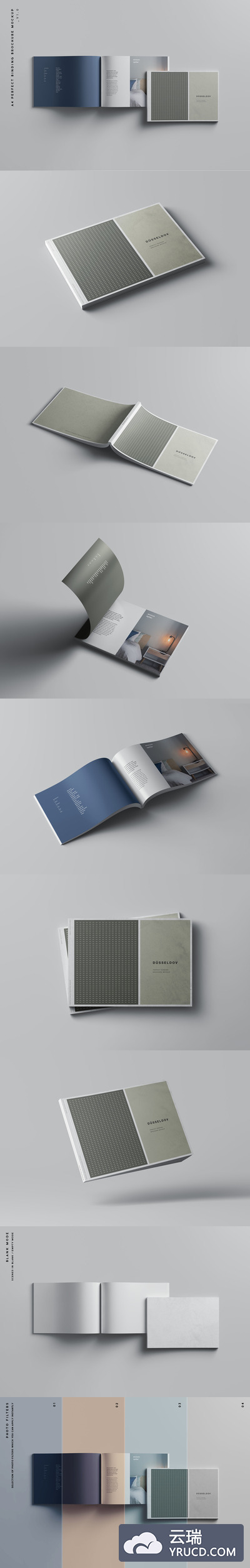 高端的A4完美的装订手册画册样机[PSD]