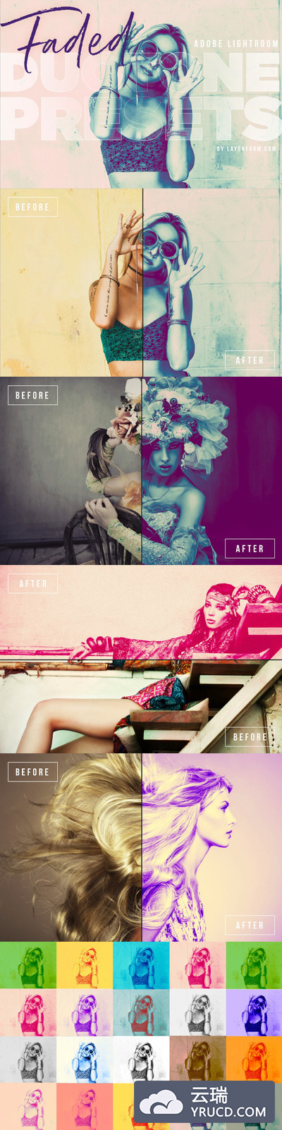 20种褪色的Duotone Lightroom预设