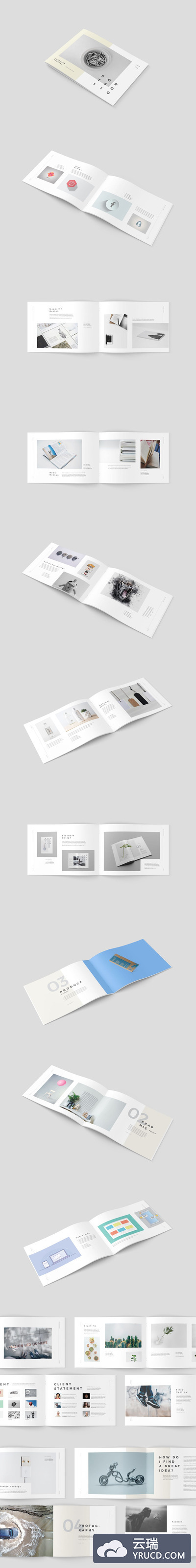 时尚高端简约多功能的品牌手册画册宣传册房地产楼书杂志设计模板