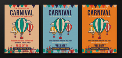 复古狂欢节派对传单设计模板