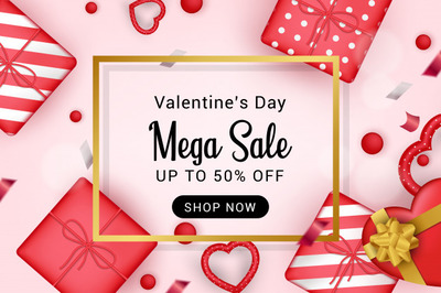 优秀的情人节销售横幅插画