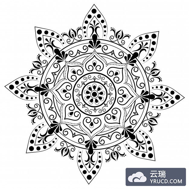 波西米亚风格的曼陀罗花卉图形