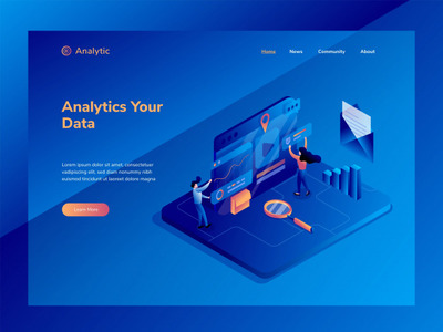 图表分析统计2.5D插画