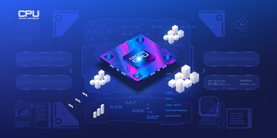 未来最新的计算机处理器发展产业插画