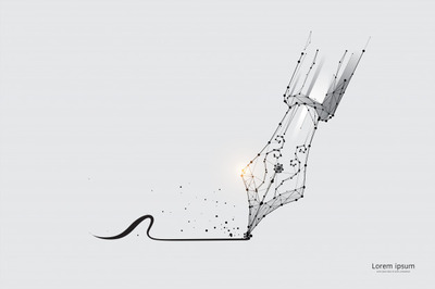 粒子几何艺术线点构成的钢笔插画