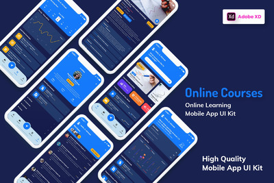 在线课程移动APP Ui深色版本（XD）