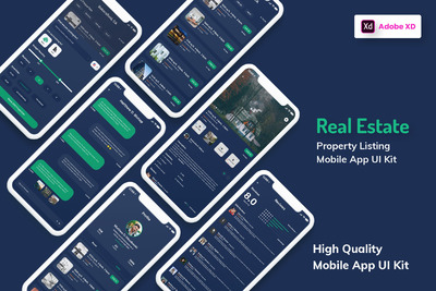 房地产和物业移动APP UI 深色版（XD）