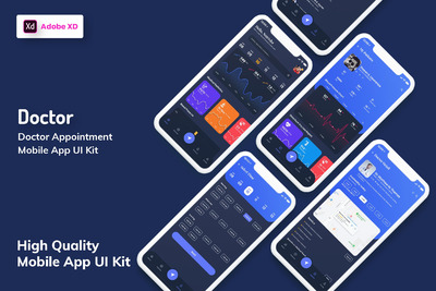 医生预约移动应用APP UI 深色版（XD）