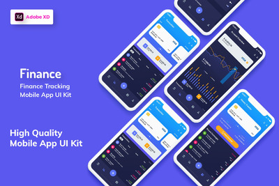 财务资金明细跟踪移动应用APP UI套件深色版（XD）