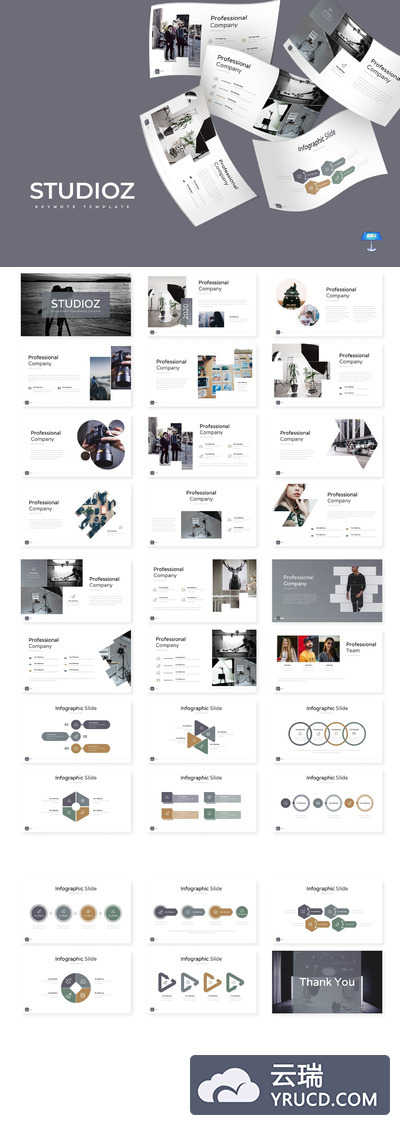 时尚高端简约多用途的高品质大数据keynote幻灯片演示模板（keynote）