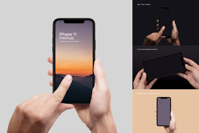 简单的手持 iPhone 11 手机样机素材下载[PSD]