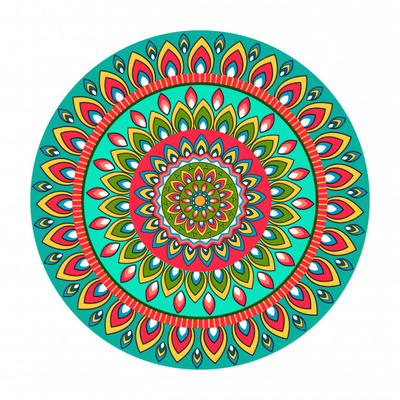 彩色花卉圆形曼陀罗花卉图案设计背景