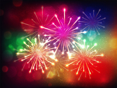 五彩缤纷的烟花庆祝背景