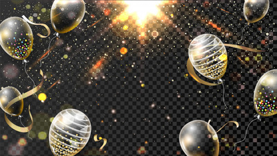 金色发光灯光效果黑色透明背景装饰