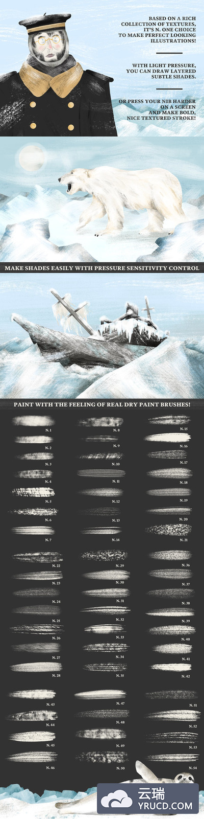 Procreate专用干油漆艺术笔刷画笔[Brushes]