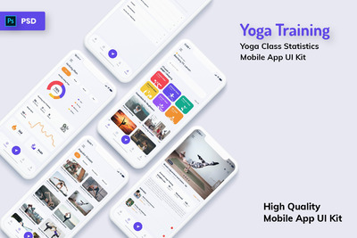 瑜伽课移动APP UI浅色版[PSD]