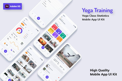 瑜伽课移动APP UI浅色版 (XD)