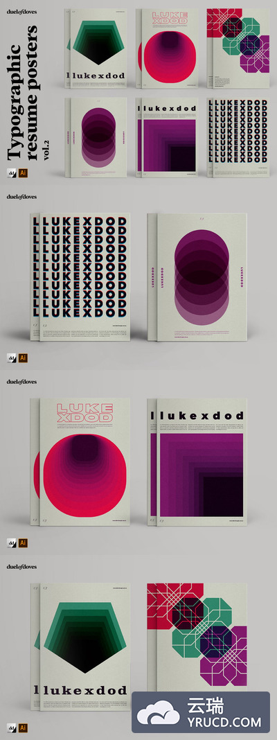 时尚高端简约专业的海报设计模板集合（AI）-2