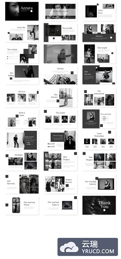 时尚感觉的黑白高端PPT模板下载[PPTX]