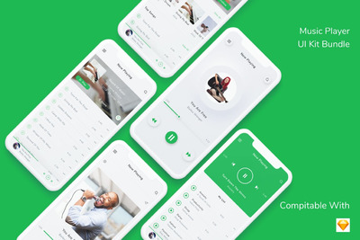 符合现代设计趋势的音乐播放器应用UI模板套装 for  - Sketch