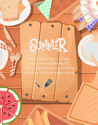 夏日海报设计木制背景