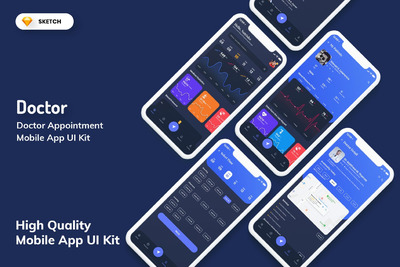 高品质的医院医生医疗健康APP UI KITS（sketch）