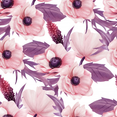 美丽的水彩花卉无缝图案