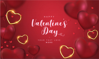 可爱的情人节快乐爱心背景 Lovely happy valentine's day background with hearts Vector