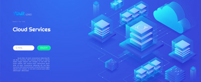 2.5D云计算服务技术概念插画