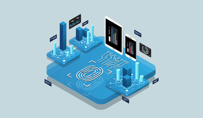 等距设计概念2.5D技术插画